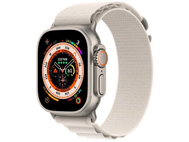 Pametni sat APPLE Watch Ultra Cellular, 49mm Titanium Case with Starlight Alpine Loop, Small (mqfq3bs/a)