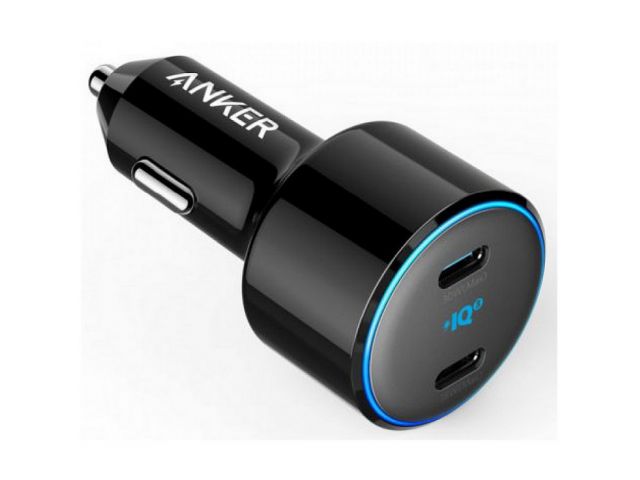 Punjač za auto ANKER PowerDrive + III Duo, 48W, 2×USB Type-C, crni