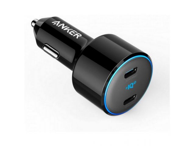 Auto punjač ANKER PowerDrive + III Duo, 48W, 2×USB Type-C, crni