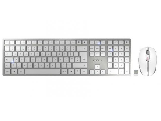 Tipkovnica + miš CHERRY DW-9100 Slim, bežična, bijelo/siva (JD-9100GB-1)