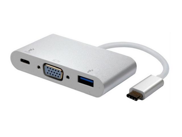 Video adapter ROLINE, VGA (M/F), 1× USB 3.2 Gen1, 1× USB-C (Power Delivery), 0.1m