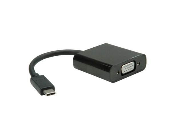 Video adapter ROLINE VALUE USB-C(m) VGA(ž), 0.15m, crni