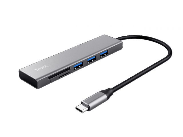 USB-C HUB TRUST Halyx, 3-port USB 3.2, microSD/SD čitač kartica, Type-C, srebrni (24191)