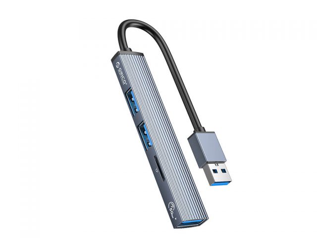 USB HUB ORICO AH-A12F, 1xUSB 3.0, 2xUSB 2.0, TF+microSD, 0.15m kabijeli, aluminij