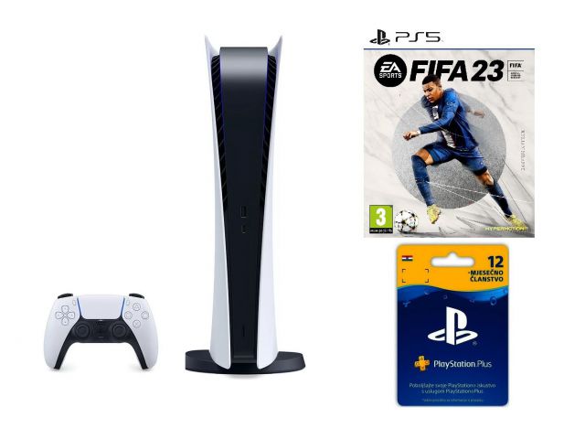 Igraća konzola SONY PS5 PlayStation 5 Digital Edition B chassis + FIFA 23 PS5 vaučer + PS Plus 365 dana