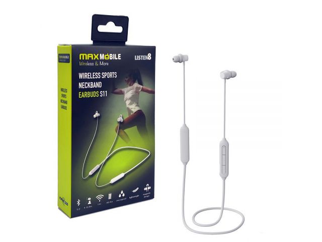 Bluetooth slušalice MAXMOBILE S11 STEREO, sportske, bijele