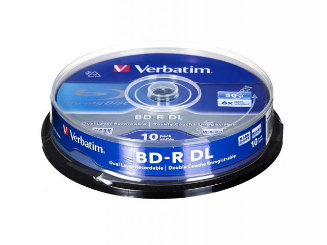 DVD medij Blu-Ray VERBATIM BD-R DL 6× 50GB White Blue Surface Scratch Guard Plus 10 pack spindle