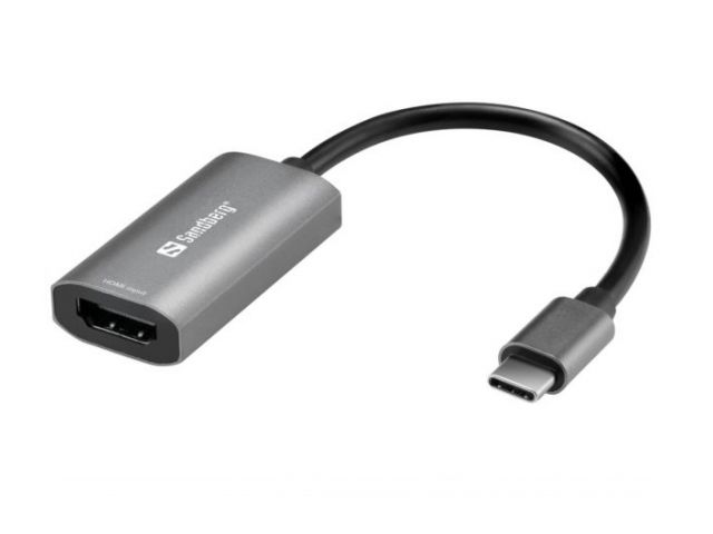 Video adapter SANDBERG HDMI Capture Link na USB-C, ž/m, sivi