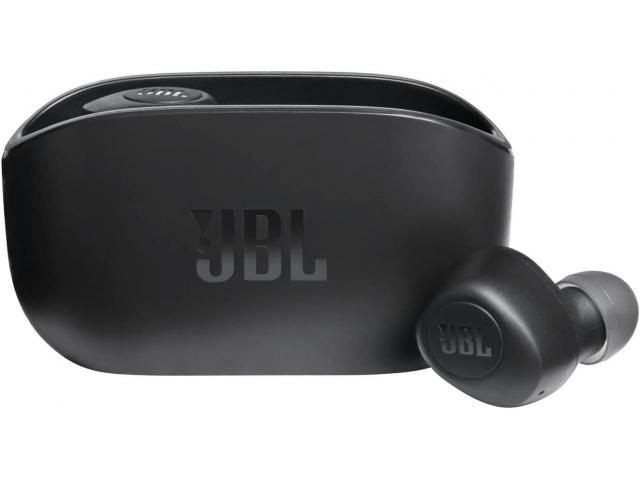 Bluetooth slušalice JBL Vibe 100TWS Wireless Buds, TWS, Deep Bass, IPX2, 20h baterije, crne (V100TWSBLK) 