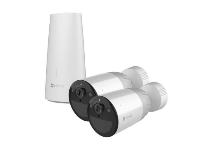 Pametna kamera EZVIZ by Hikvision CS-BC1-B2 (4MP) Dvije aku kamere sa bazom, vanjska, AI detekcija, Aku 12.900mAh, IR noćni vid, IP66, ugrađena sirena