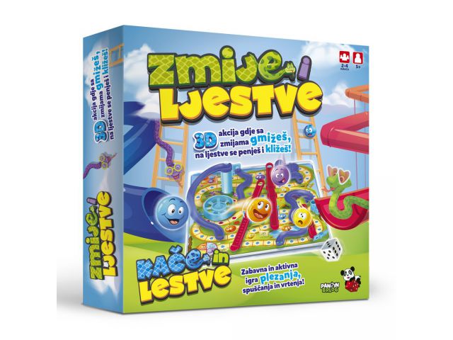Društvena igra ZMIJE I LJESTVE, dječja, 2-4 igrača, dob 3+