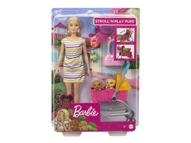 Lutka BARBIE s kolicima i psićima, dob 3+