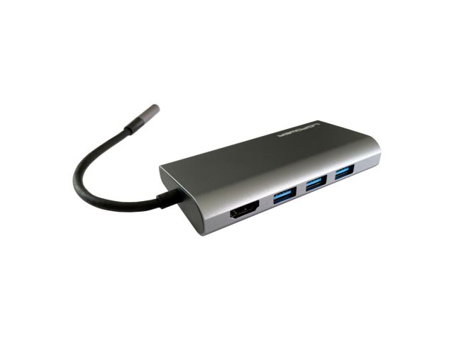 USB-C HUB LC-POWER LC-HUB-C-MULTI-5, 3x USBA-A 3.2, USB-C, HDMI, 2xčitača memorijskih kartica, 1xRJ45