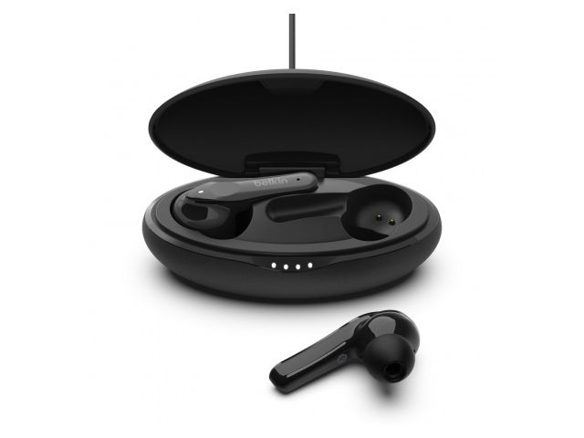 Bluetooth slušalice BELKIN SoundForm Move, TWS, sportske, BT 5.0, do 24h baterije, QI punjenje, IPX5, crne