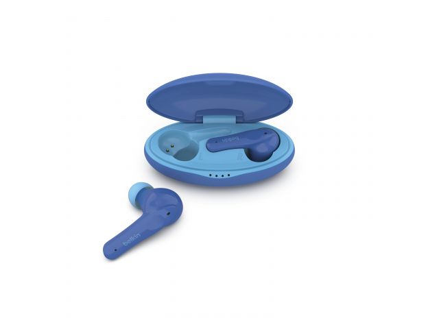 Bluetooth slušalice BELKIN SoundForm Nano, dječje, TWS, do 24h baterije, IPX5, do 85db, plave