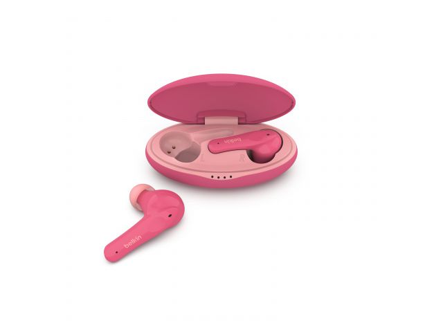 Bluetooth slušalice BELKIN SoundForm Nano, dječje, TWS, do 24h baterije, IPX5, do 85db, roze