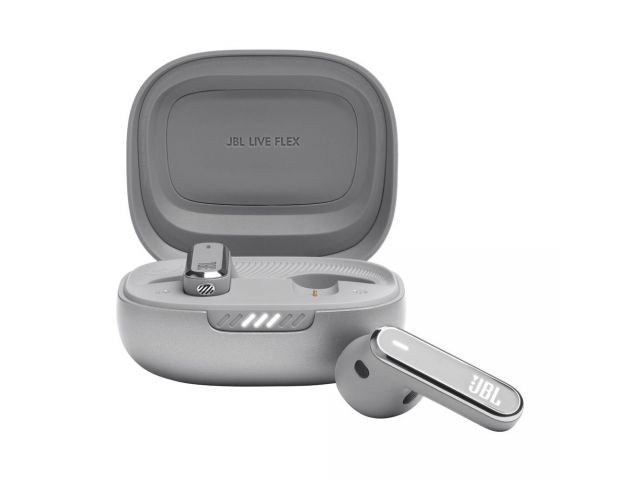 Bluetooth slušalice JBL Live Flex, BT 5.3, TWS, ANC eliminacija buke, SpatialAudio, Qi punjenje, do 40h baterije, IP54, sive (JBLLIVEFLEXSVR)